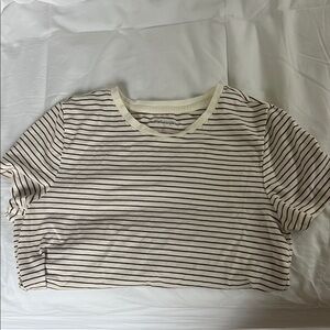 Old navy Striped Slim-Fit Crop T-Shirt - earth brown stripe - M